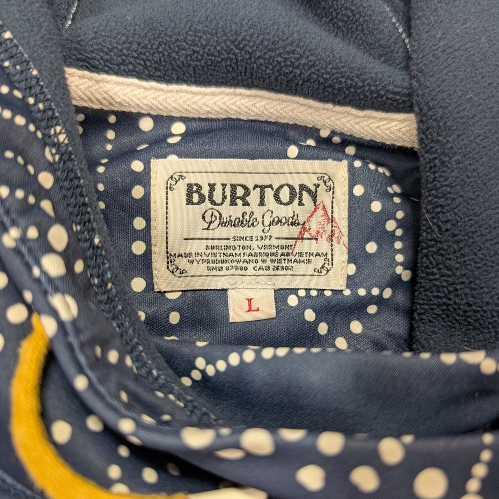 Burton Hoodie Womens L Blue Navy Geometric Heron Pullover Dryride Bandota - Picture 5 of 10